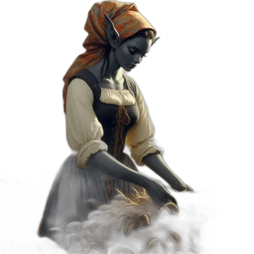 dress, staff, mask, jewelry, concept art, fantasy art, photorealistic, comic book art transparent PNG cut-out