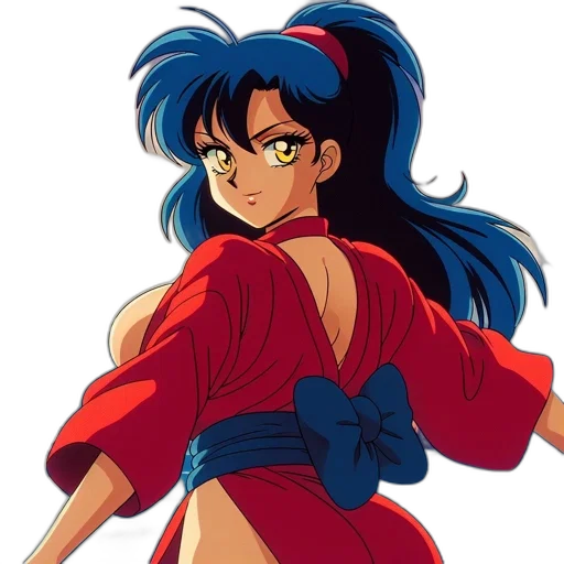 dress, anime, vaporwave, concept art, cartoon, red, blue, animated transparent PNG cut-out