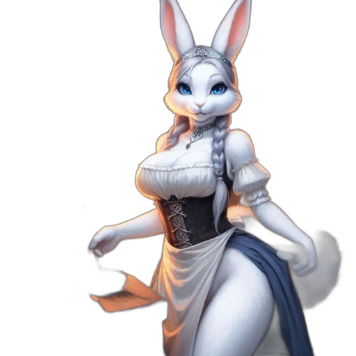 dress, staff, animal, concept art, fantasy art, 3d render, photorealistic, white transparent PNG cut-out