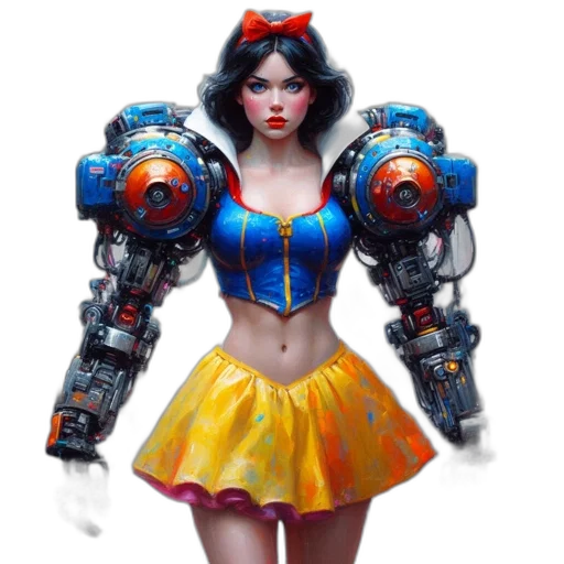 robot, dress, weapon, concept art, fantasy art, cyberpunk, 3d render, futuristic transparent PNG cut-out