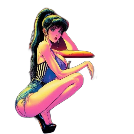 dress, comic book art, concept art, pixel art, cartoon, neon lights, neon, colorful transparent PNG cut-out