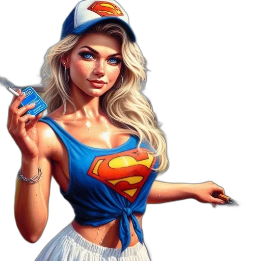 dress, staff, comic book art, fantasy art, pixel art, photorealistic, woman, superman transparent PNG cut-out