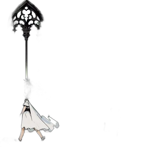 jewelry, umbrella, sword, staff, concept art, 3d render, two, contrasting transparent PNG cut-out