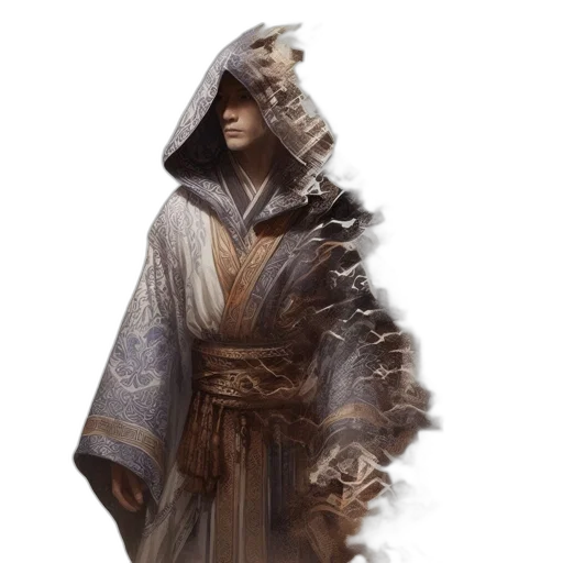 jacket, staff, mask, face, concept art, fantasy art, photorealistic, comic book art transparent PNG cut-out