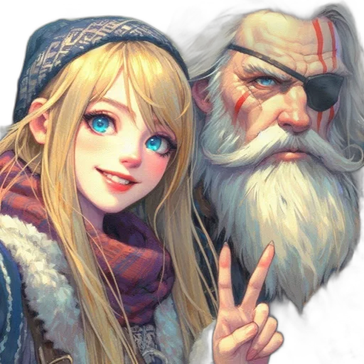 face, fantasy art, concept art, anime, pixel art, snow, blue, image transparent PNG cut-out