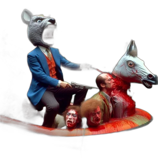 concept art, 3d render, fantasy art, fire, clown, person, large, animal transparent PNG cut-out