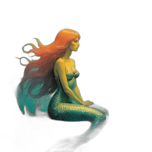 creature, concept art, fantasy art, comic book art, pixel art, underwater, green, golden transparent PNG cut-out