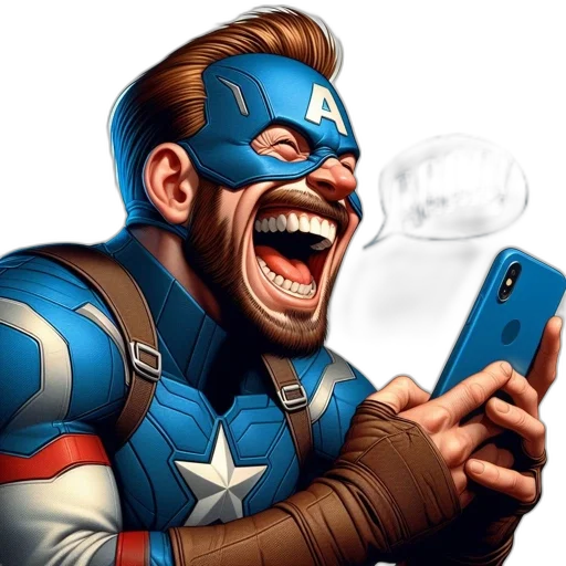 face, comic book art, concept art, cartoon, captain, america, laughs, exuberantly transparent PNG cut-out