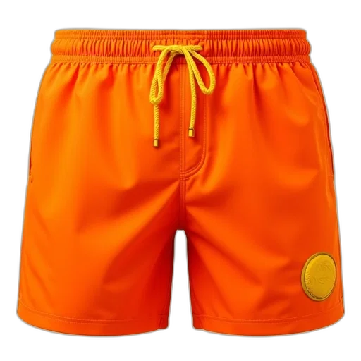 neon, pair, bright, orange, shorts, yellow, logo, left transparent PNG cut-out