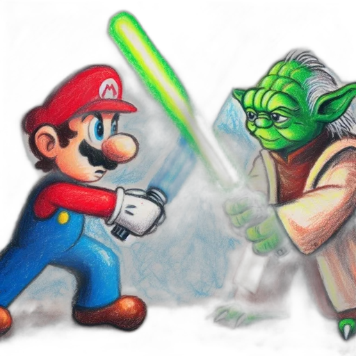 concept art, comic book art, pixel art, fantasy art, fire, green, mario, yoda transparent PNG cut-out