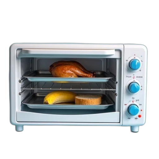 food, 3d render, white, toaster, oven, two, trays, inside transparent PNG cut-out
