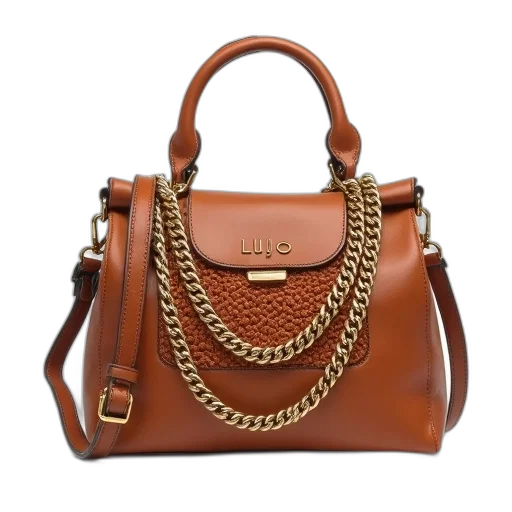 earth tones, brown, leather, handbag, gold, chain, strap, buckle transparent PNG cut-out