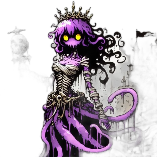 staff, crown, creature, concept art, fantasy art, pixel art, comic book art, dark transparent PNG cut-out