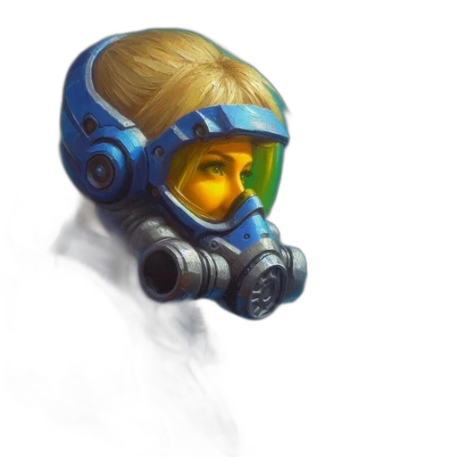mask, robot, weapon, face, concept art, cyberpunk, pixel art, 3d render transparent PNG cut-out