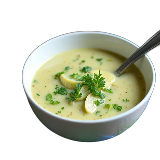 food, photorealistic, bowl, creamy, soup, green, vegetables, spoon transparent PNG cut-out