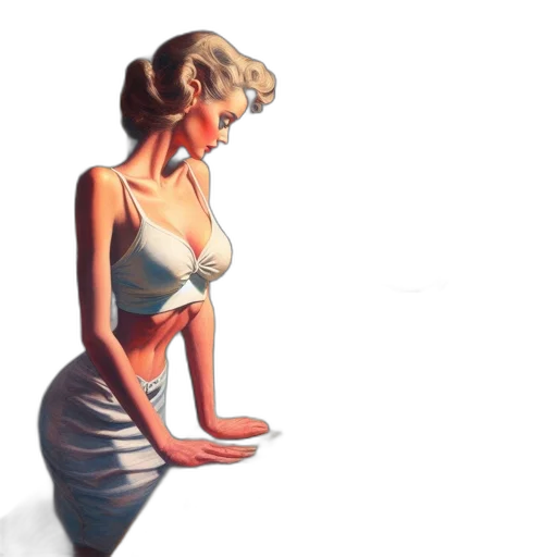 dress, jewelry, photorealistic, concept art, oil painting, comic book art, woman, retro transparent PNG cut-out