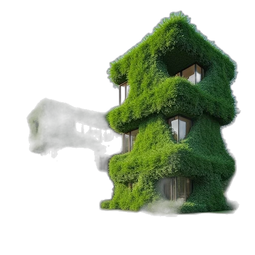 building, tree, 3d render, concept art transparent PNG cut-out