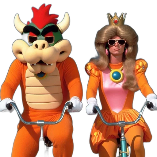 concept art, 3d render, two, iconic, characters, mario, universe, ride transparent PNG cut-out