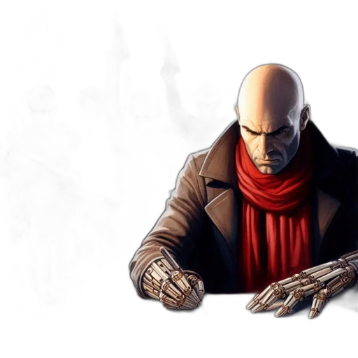 jacket, mask, concept art, comic book art, cyberpunk, fantasy art, red, dimly transparent PNG cut-out