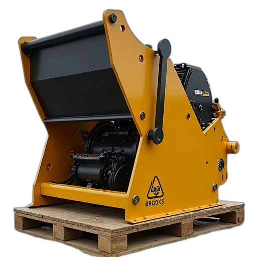robot, yellow, black, piece, heavy, machinery, sitting, wooden transparent PNG cut-out