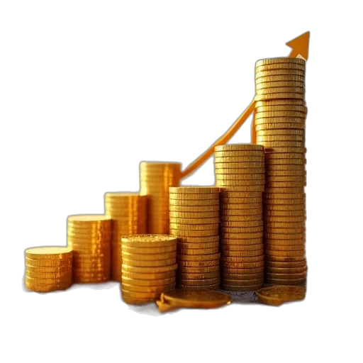rising, bar, chart, gold transparent PNG cut-out
