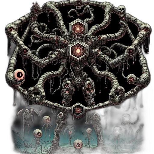 creature, robot, staff, concept art, fantasy art, pixel art, comic book art, fog transparent PNG cut-out