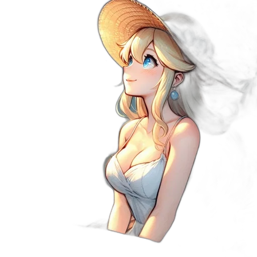 hat, dress, staff, crown, concept art, fantasy art, anime, watercolor transparent PNG cut-out