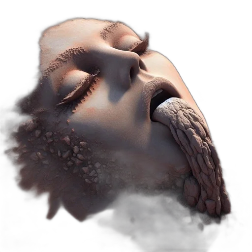 face, mask, creature, hair, photorealistic, 3d render, concept art, fantasy art transparent PNG cut-out