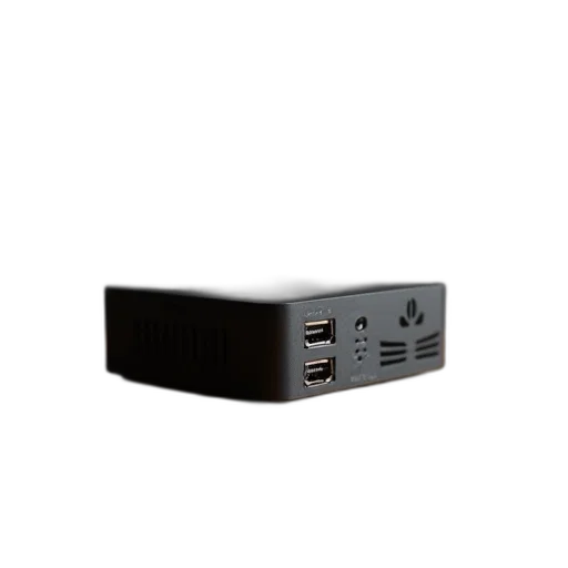 3d render, small, black, computer, component, two, ports, front transparent PNG cut-out