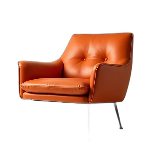 furniture, 3d render, orange, leather, chair, shown, steel, legs transparent PNG cut-out