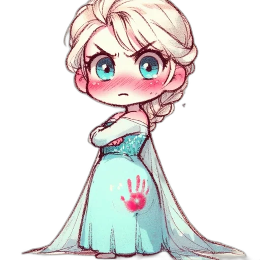 dress, crown, watercolor, pixel art, concept art, cartoon, pastel, blue transparent PNG cut-out