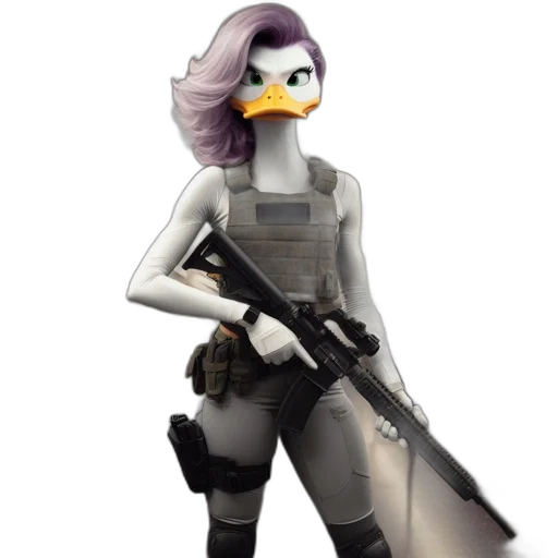 weapon, concept art, 3d render, pixel art, cyberpunk, anthropomorphic, purple, duck transparent PNG cut-out
