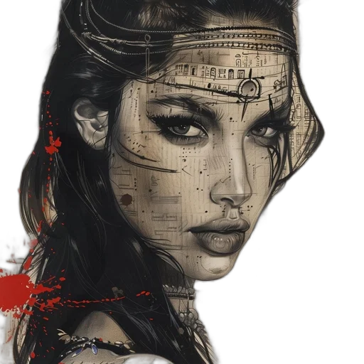 face, mask, cyberpunk, photorealistic, comic book art, fantasy art, woman, dark transparent PNG cut-out