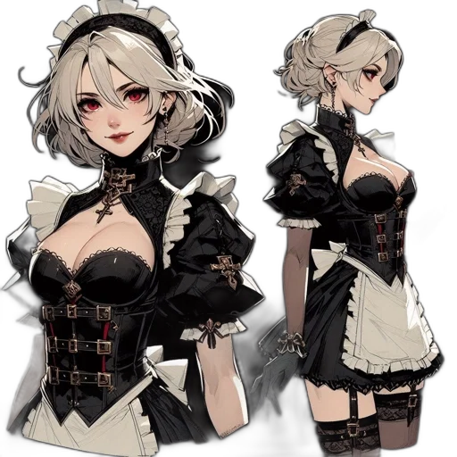 dress, concept art, fantasy art, pixel art, anime, monochrome, dark, earth tones transparent PNG cut-out
