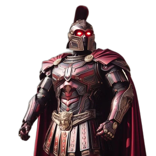 robot, mask, sword, concept art, comic book art, 3d render, fantasy art, red transparent PNG cut-out