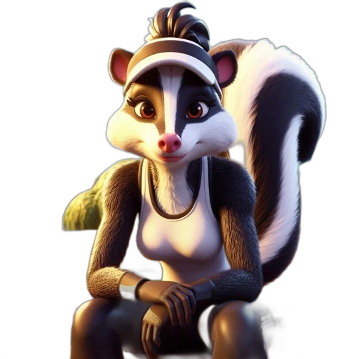 staff, animal, concept art, 3d render, fantasy art, photorealistic, animated, skunk transparent PNG cut-out
