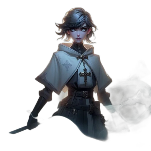 staff, mask, jacket, weapon, concept art, fantasy art, cyberpunk, 3d render transparent PNG cut-out