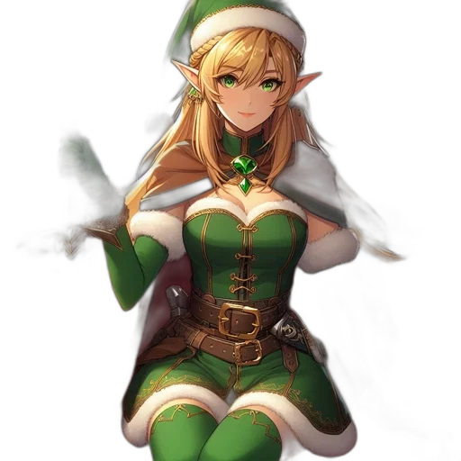 staff, dress, weapon, fantasy art, pixel art, concept art, anime, green transparent PNG cut-out