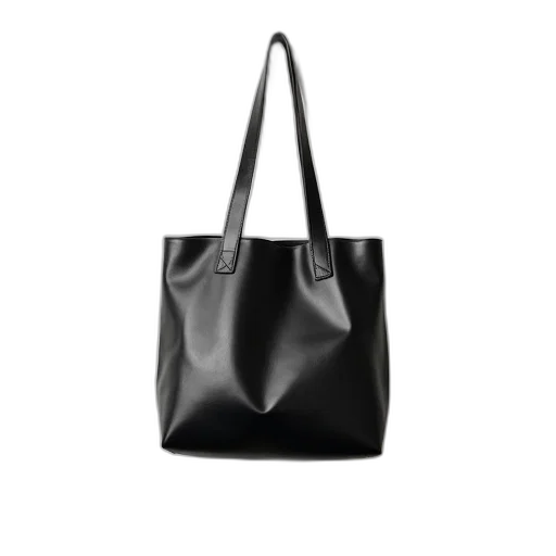 photorealistic, monochrome, dark, black, leather, bag, shiny, surface transparent PNG cut-out