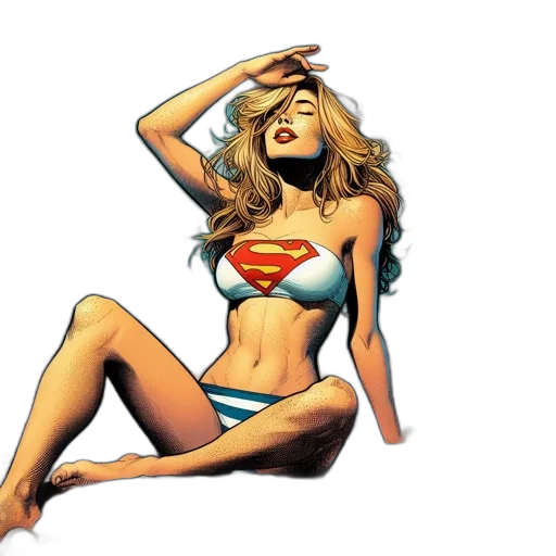 comic book art, cartoon, concept art, pixel art, image, features, woman, beach transparent PNG cut-out