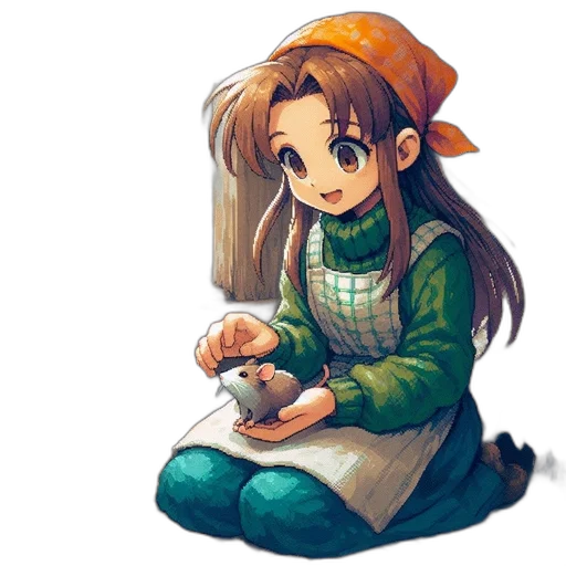 hat, weapon, pixel art, watercolor, anime, concept art, snow, forest transparent PNG cut-out