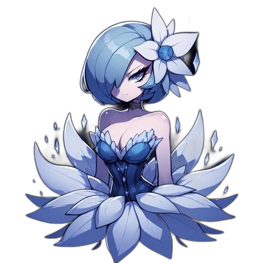 flower, crown, dress, staff, watercolor, pixel art, concept art, anime transparent PNG cut-out