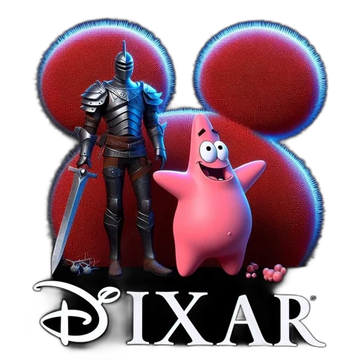 3d render, concept art, cartoon, dark, background, knight, stands, beside transparent PNG cut-out