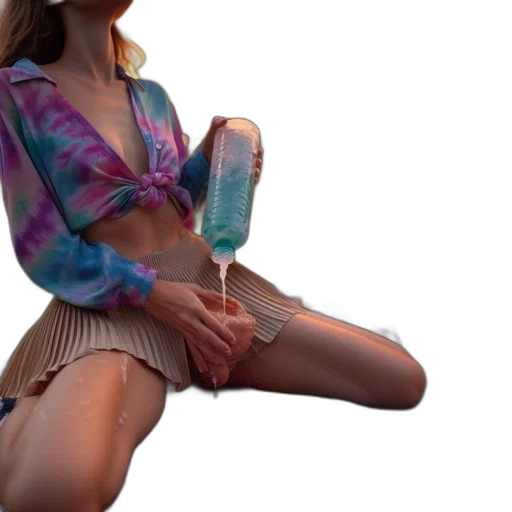 dress, jacket, bottle, jewelry, 3d render, vaporwave, photorealistic, concept art transparent PNG cut-out