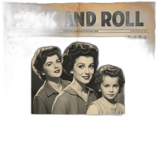 photorealistic, vintage, newspaper, article, headline, reads, rock, roll transparent PNG cut-out