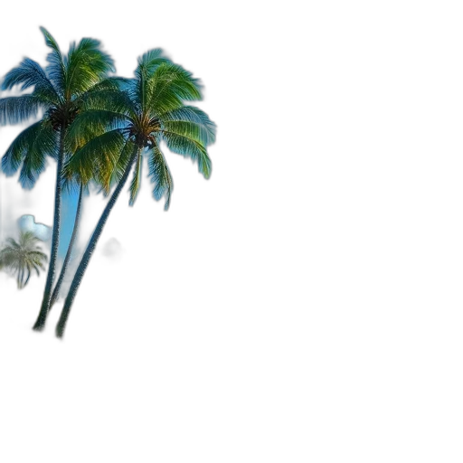 tree, umbrella, hat, hair, photorealistic, 3d render, vaporwave, concept art transparent PNG cut-out