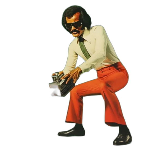 staff, robot, jacket, shoes, 1970s-themed, individual, red, laser-emitting transparent PNG cut-out
