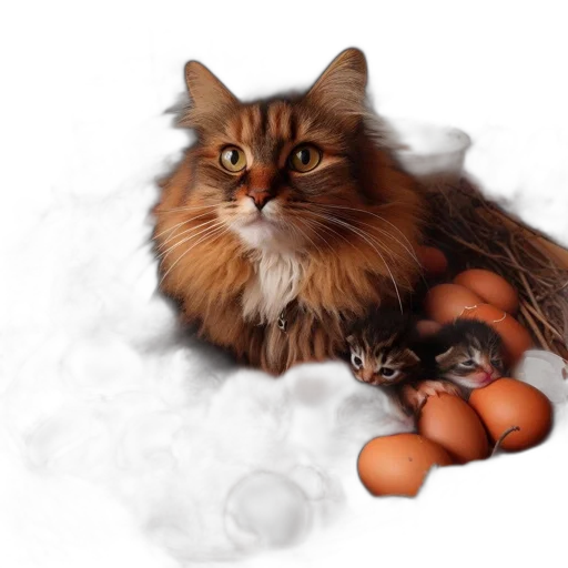 animal, food, photorealistic, concept art, oil painting, 3d render, elegant, cat transparent PNG cut-out