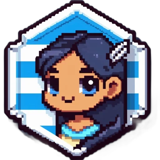 staff, face, pixel art, anime, concept art, cartoon, blue, pixelated transparent PNG cut-out