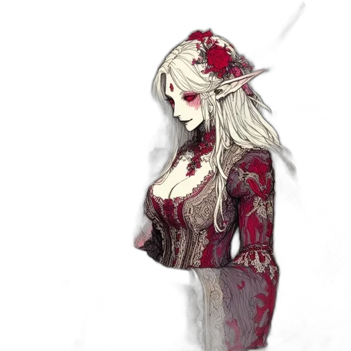 dress, mask, crown, flower, fantasy art, concept art, pixel art, watercolor transparent PNG cut-out